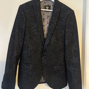 Noose & Monkey Black Geometric Sparkle Blazer